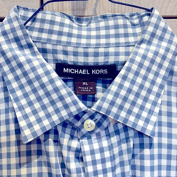 Michael Kors Mens Gingham Roll Sleeve Shirt - Large Regular Fit - Picture 2 of 11